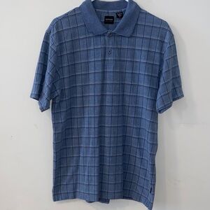 5/$25 Arrow Blue Checkered Short Sleeve Polo Shirt Size Medium 100% Cotton